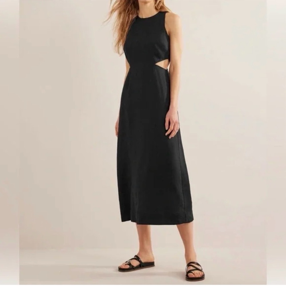 Boden cutout midi maxi dress linen
cotton sleeveless lightweight black siz...14